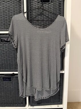 Olivia Sky Black & White Striped Short Sleeve Tee